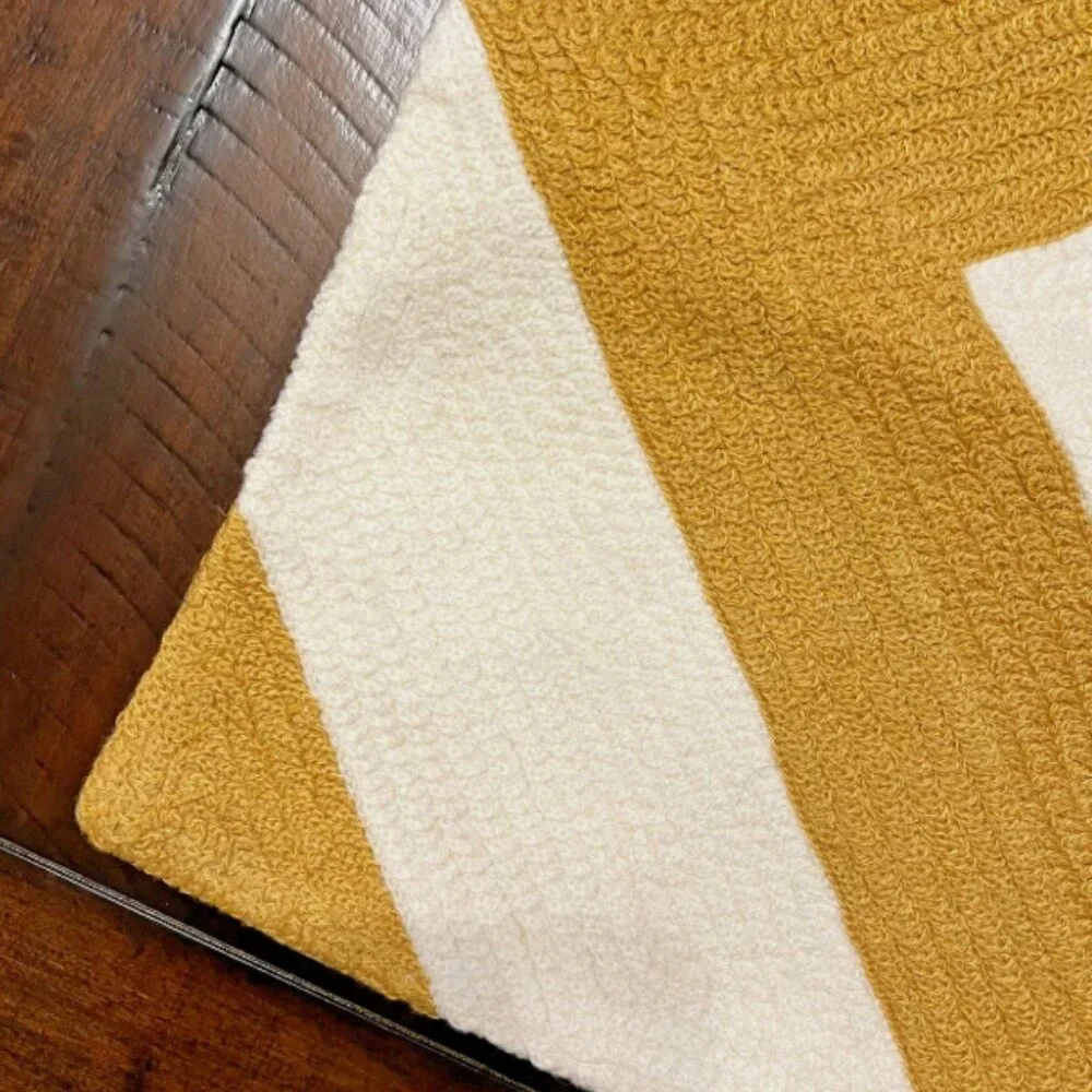 NWOT Pottery Barn Chevron Crewel Embroidered Lumbar Pillow Cover Fall Honey Gold